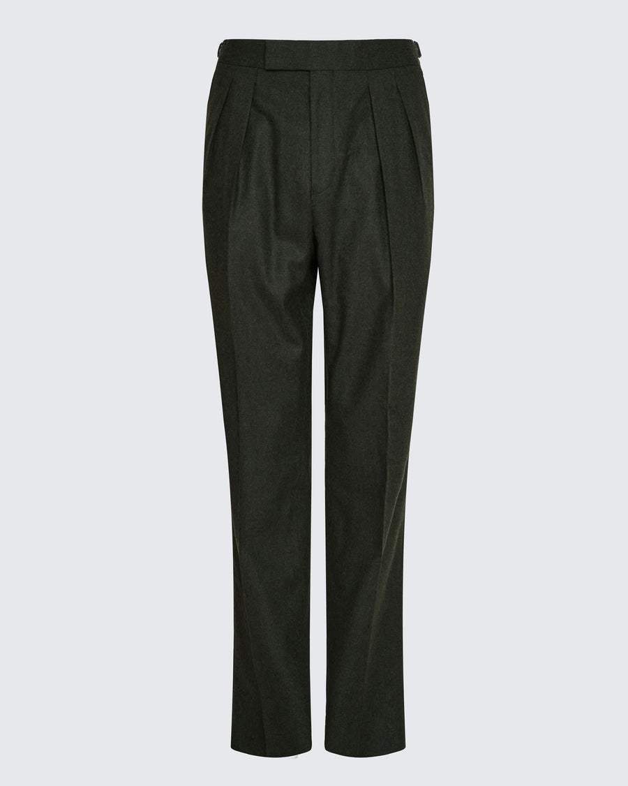 Gavin Flannel Double Pleated Virgin Wool Pant