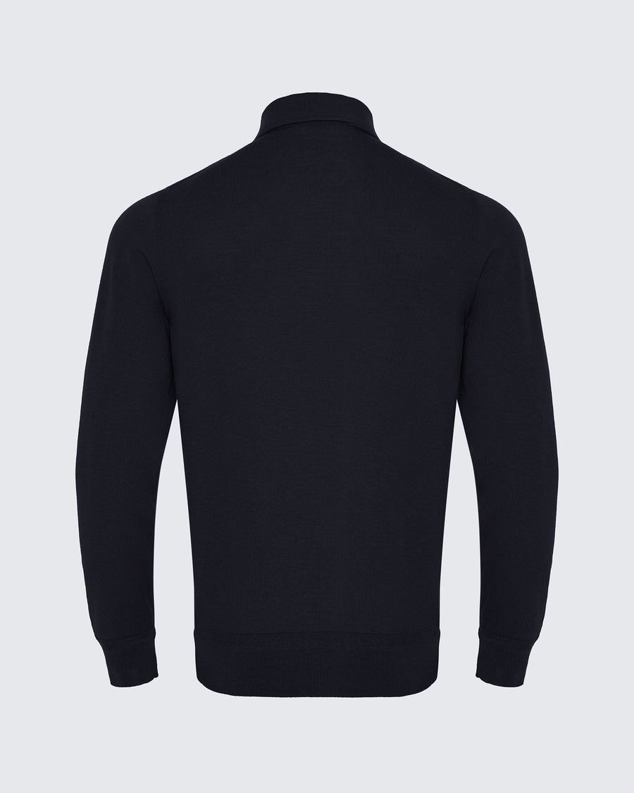 Grant Ultrafine Merino Wool Polo Shirt Navy