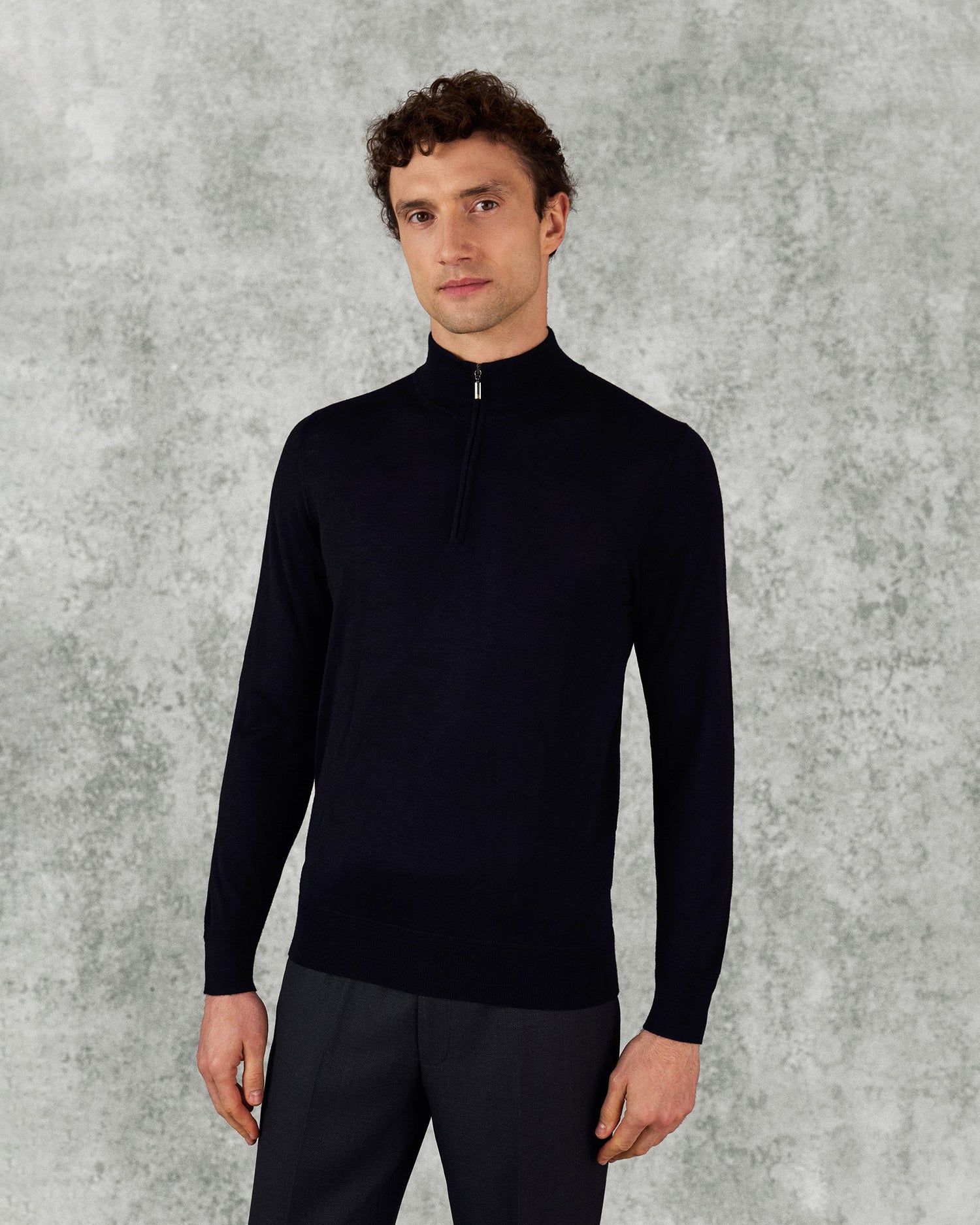 Hamilton Merino Wool Silk Cashmere Quarter Zip Jumper