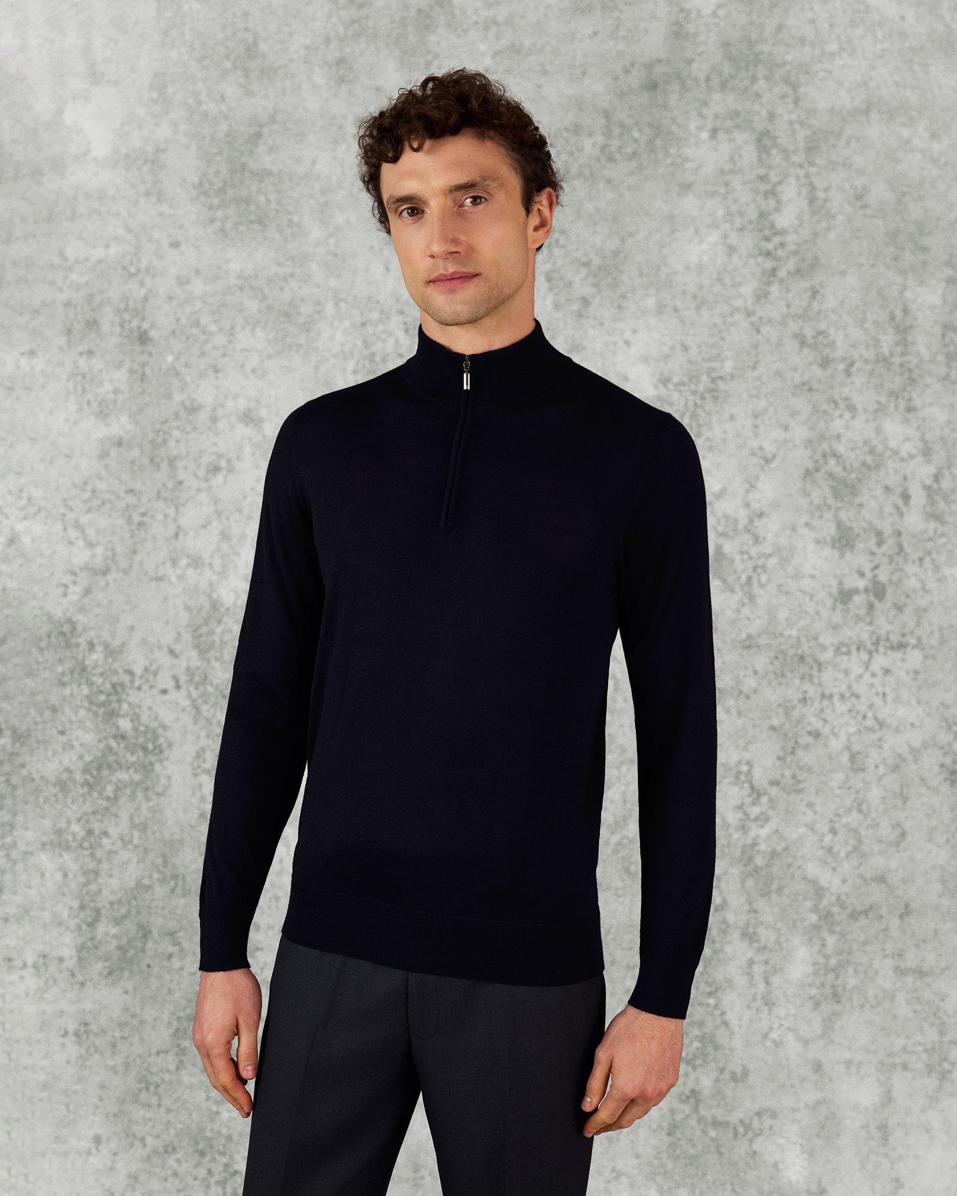 Hamilton Merino Wool Silk Cashmere Quarter Zip Jumper