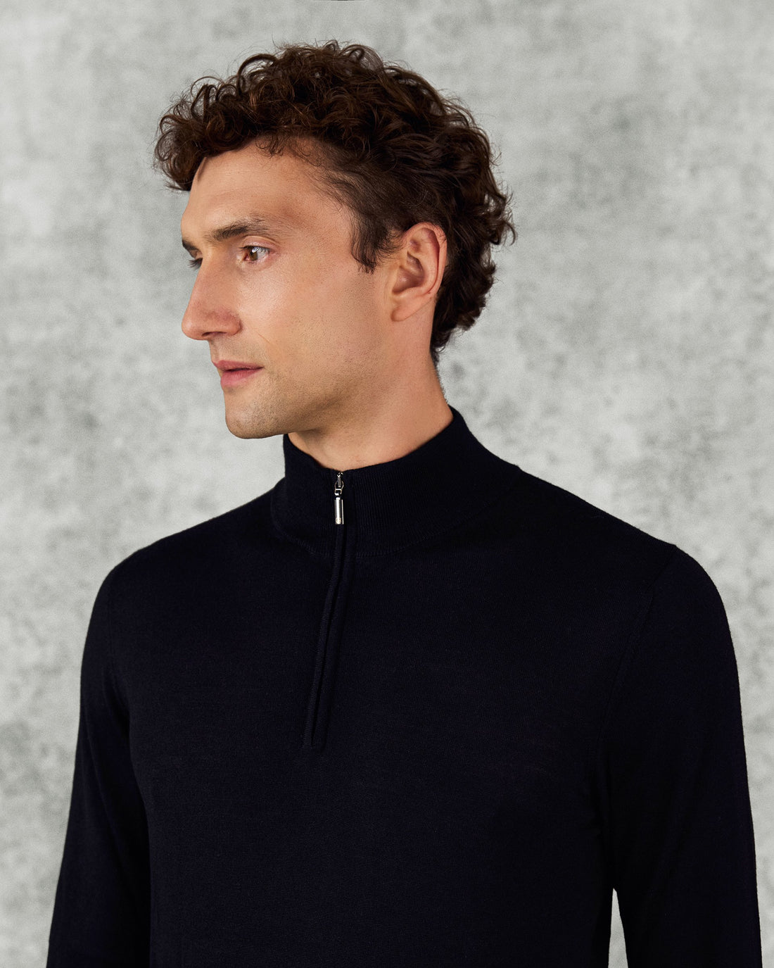 Hamilton Merino Wool Silk Cashmere Quarter Zip Jumper