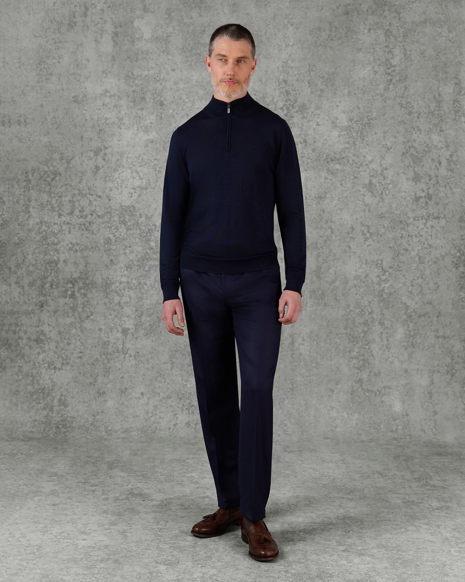 Hamilton Merino Wool Silk Cashmere Quarter Zip Jumper