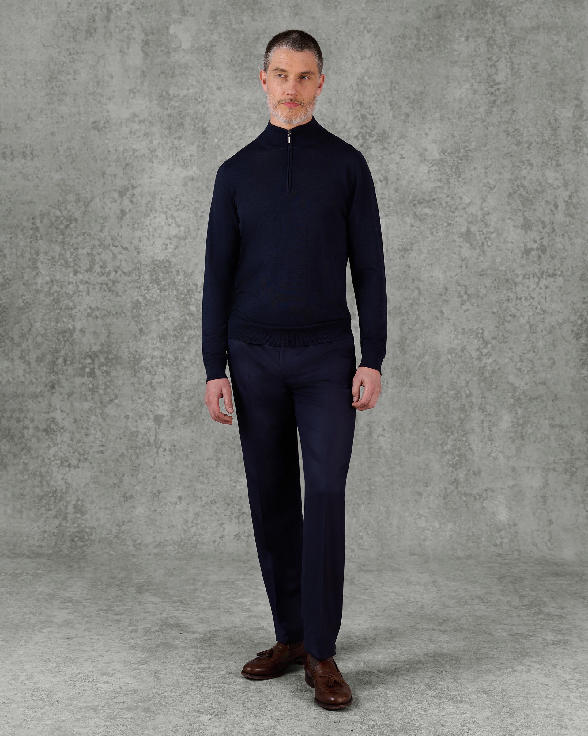 Hamilton Merino Wool Silk Cashmere Quarter Zip Jumper