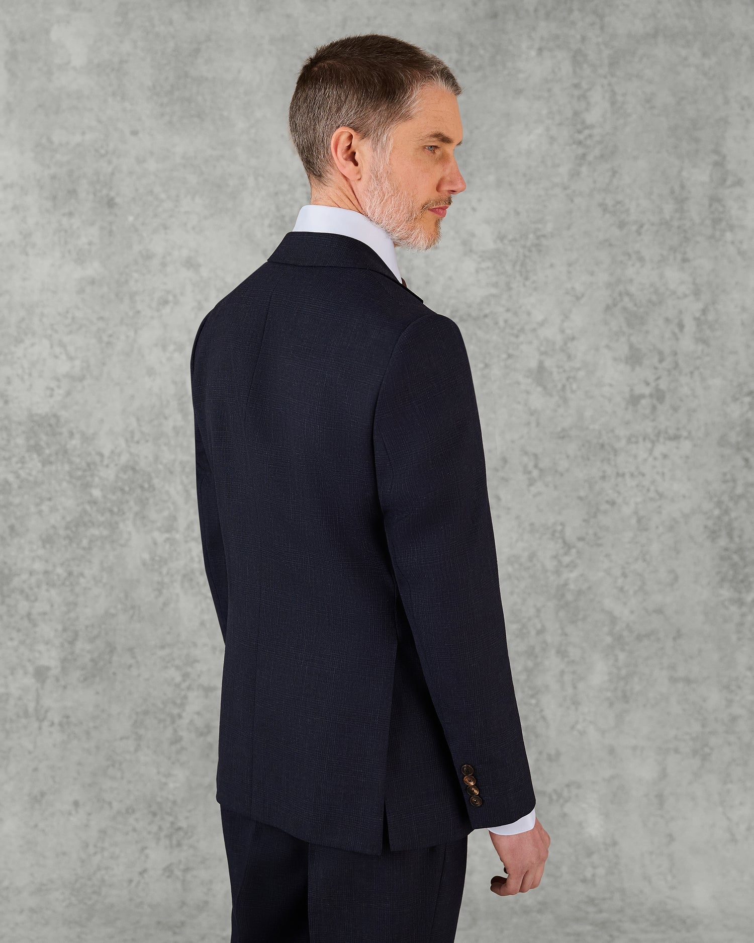 Holbech Wool Check Suit Jacket Navy