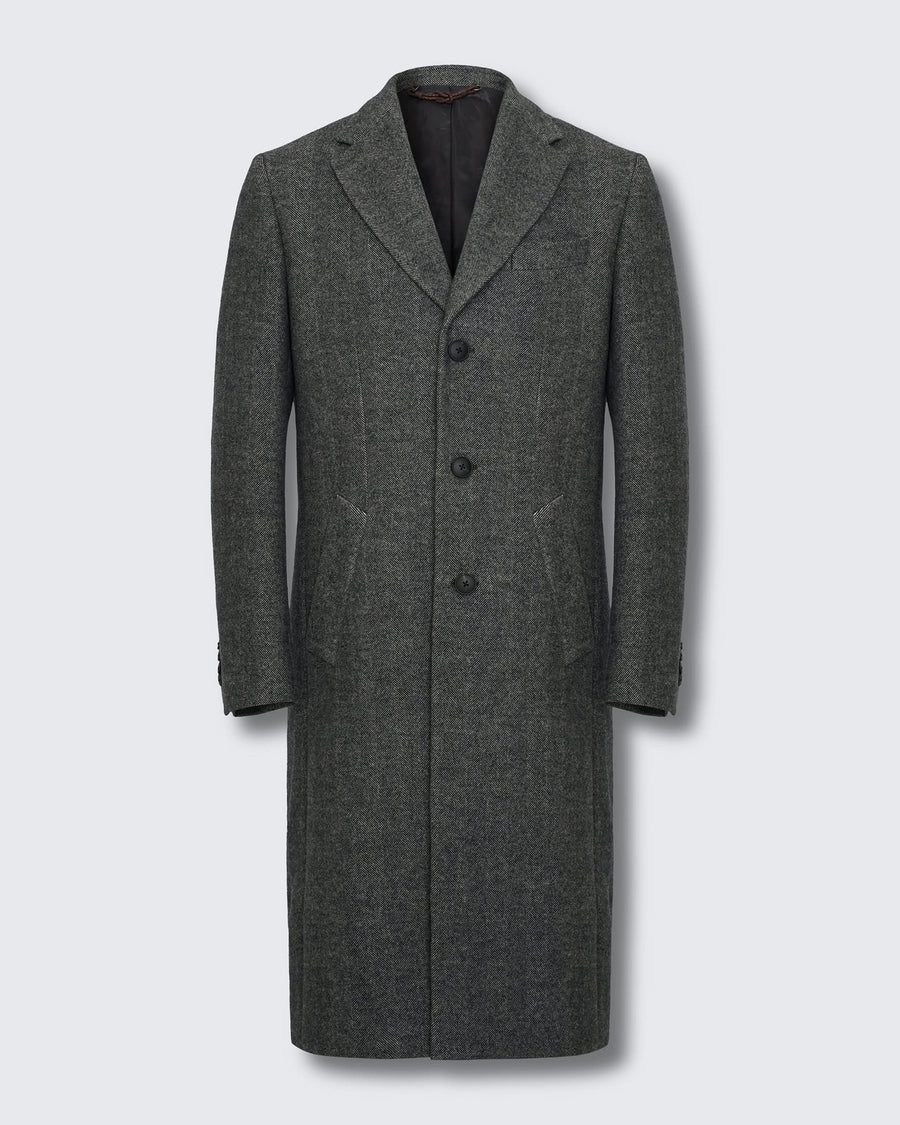Hovell Herringbone Top Coat Grey
