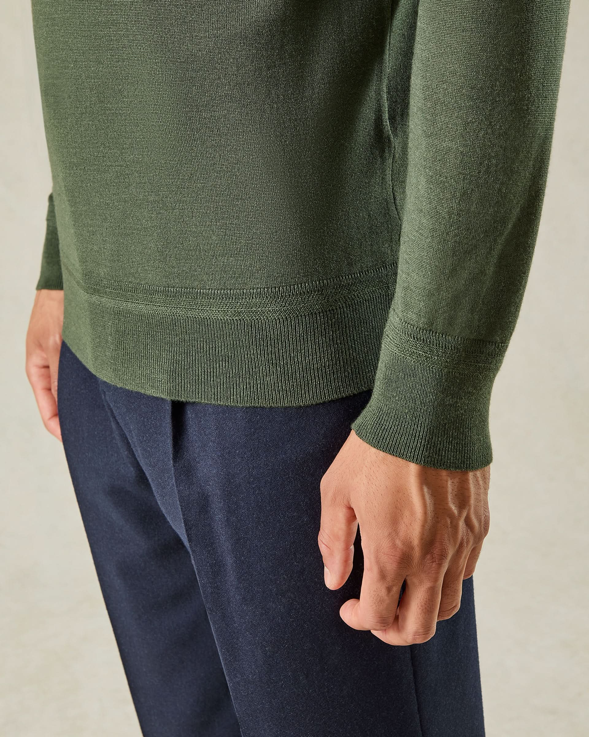 Hamilton Wool Silk Cashmere Quarter Zip Knit Green