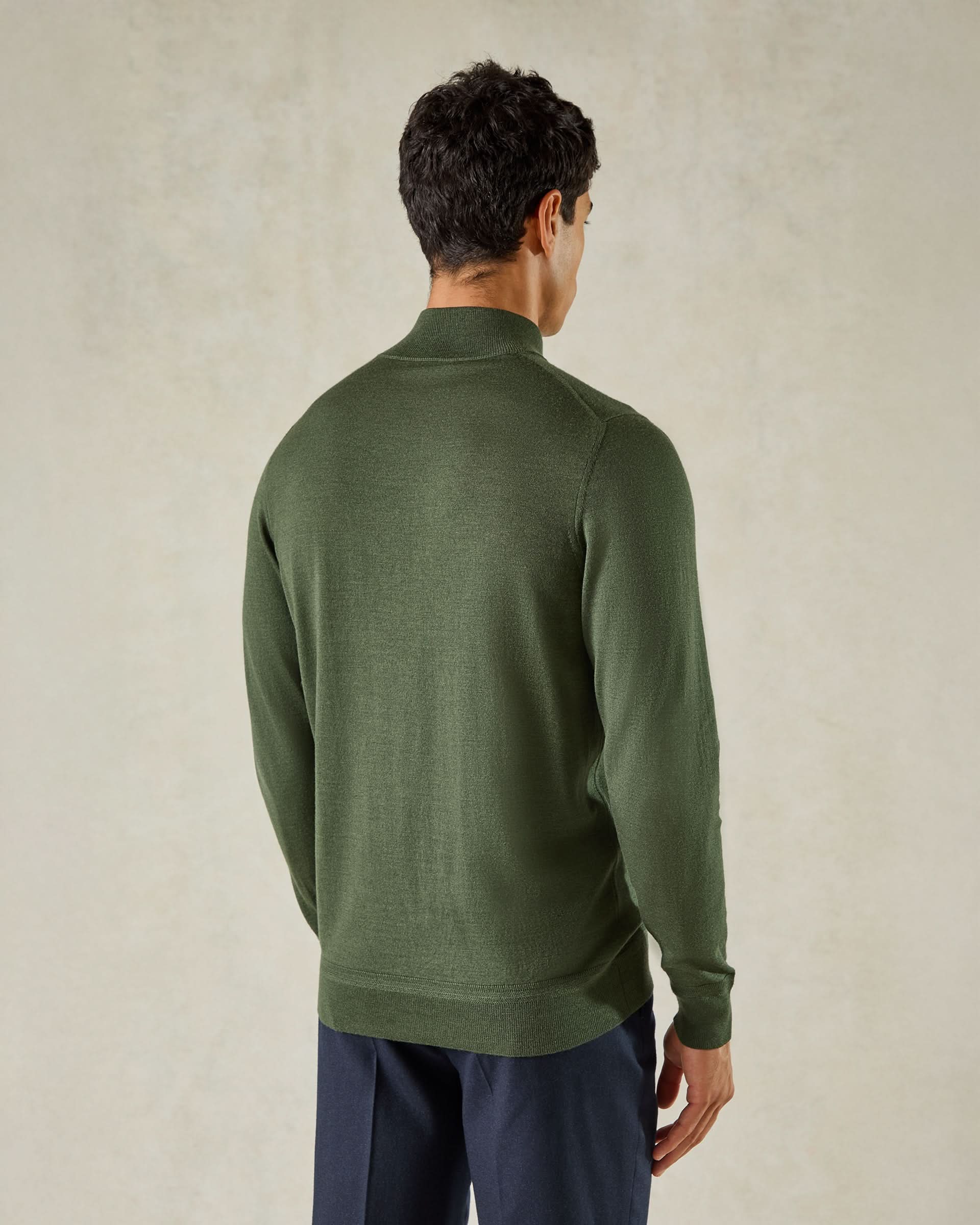 Hamilton Wool Silk Cashmere Quarter Zip Knit Green