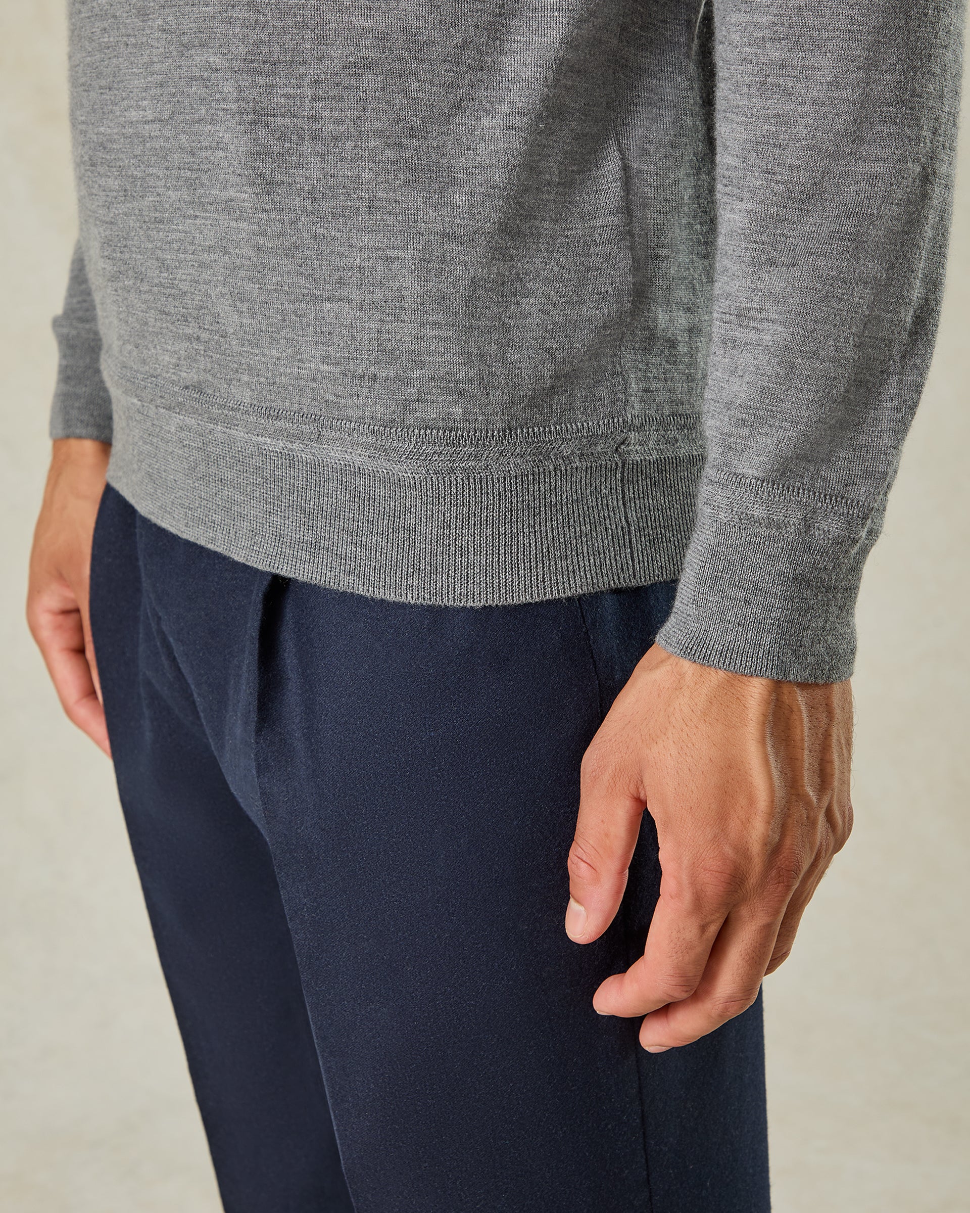 Hamilton Wool Silk Cashmere Quarter Zip Knit Zip Ash