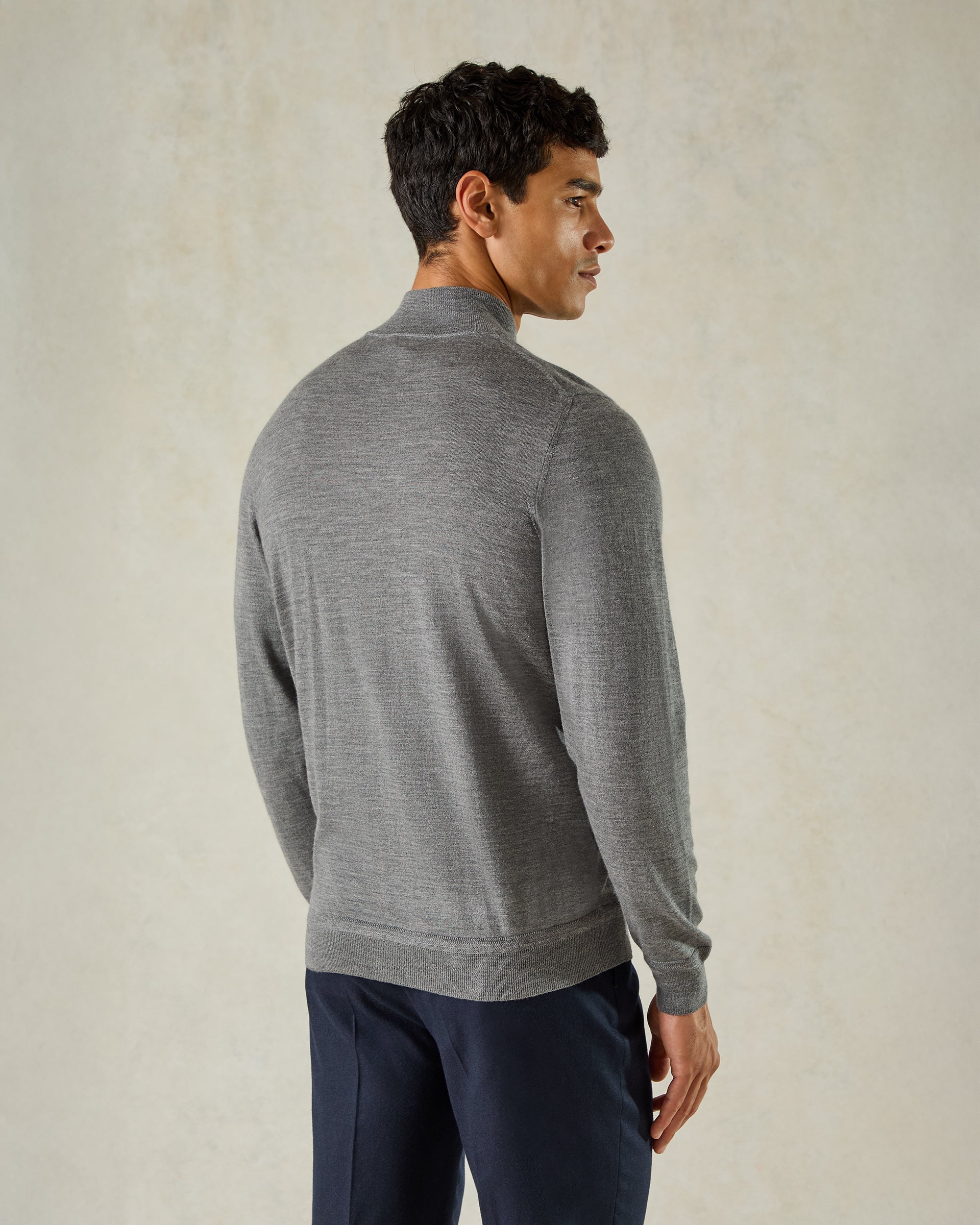 Hamilton Wool Silk Cashmere Quarter Zip Knit Zip Ash