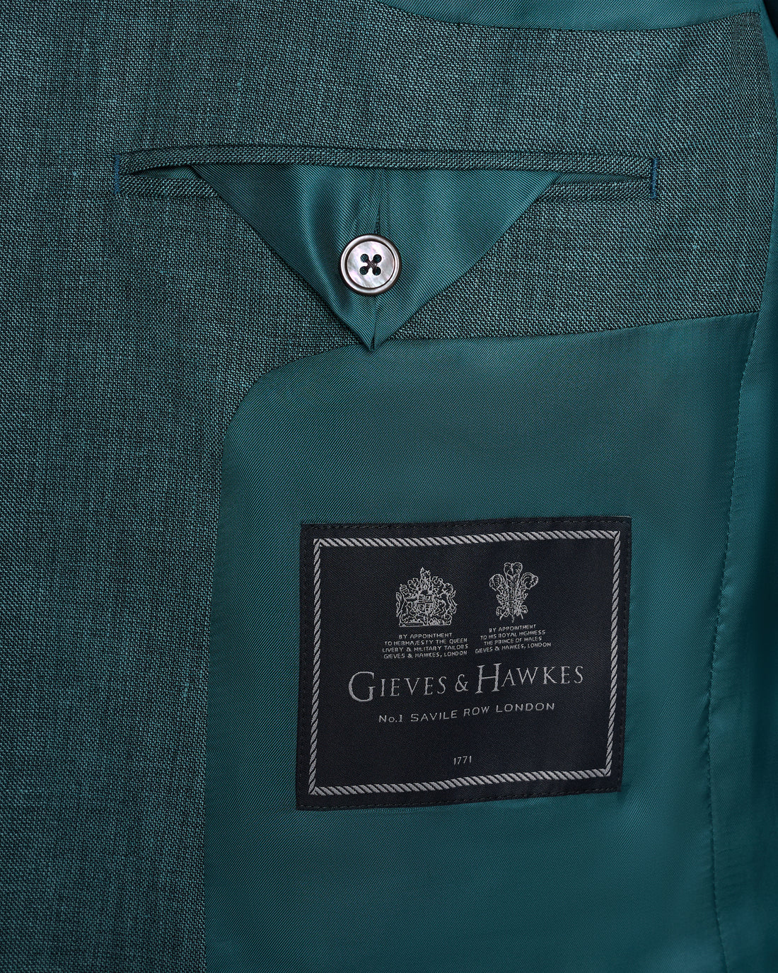 Hardy Virgin Wool Linen &amp; Silk Suit Jacket Teal