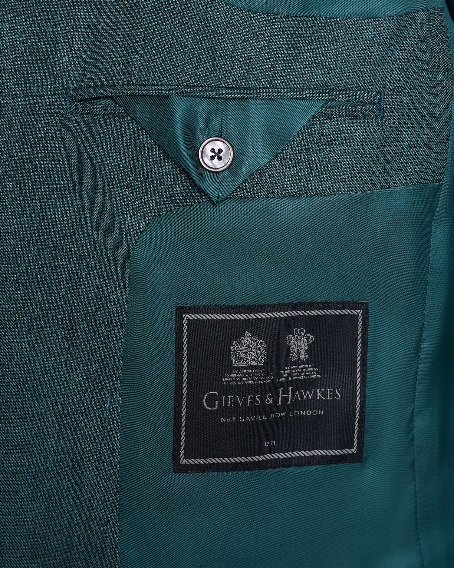 Hardy Virgin Wool Linen &amp; Silk Suit Jacket Teal