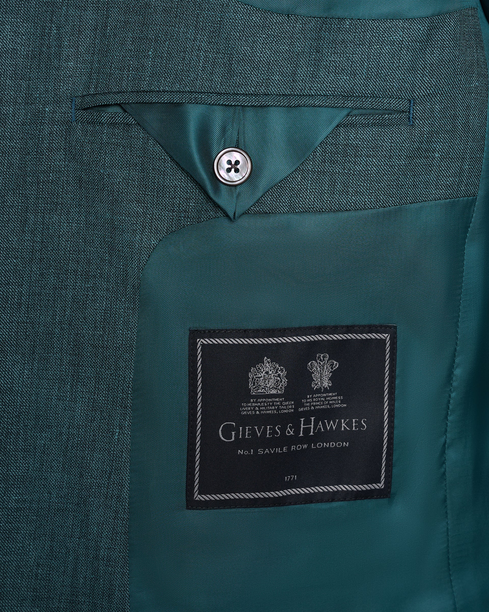 Hardy Virgin Wool Linen &amp; Silk Suit Jacket Teal