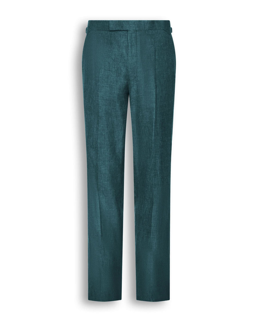 Hardy Virgin Wool Linen & Silk Suit Trousers Teal