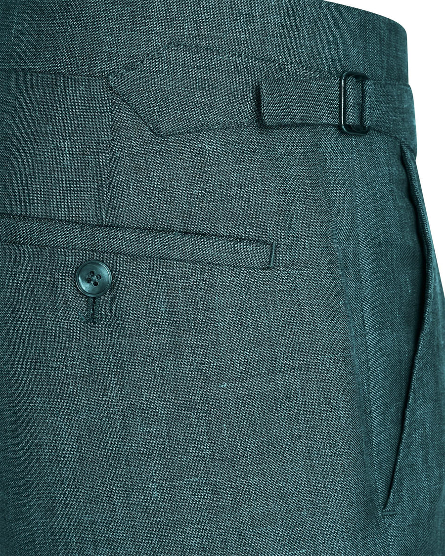 Hardy Virgin Wool Linen & Silk Suit Trousers Teal