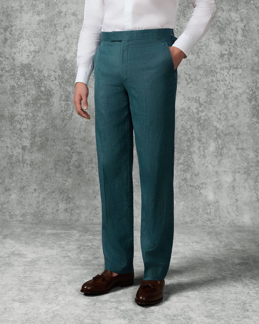 Hardy Virgin Wool Linen & Silk Suit Teal