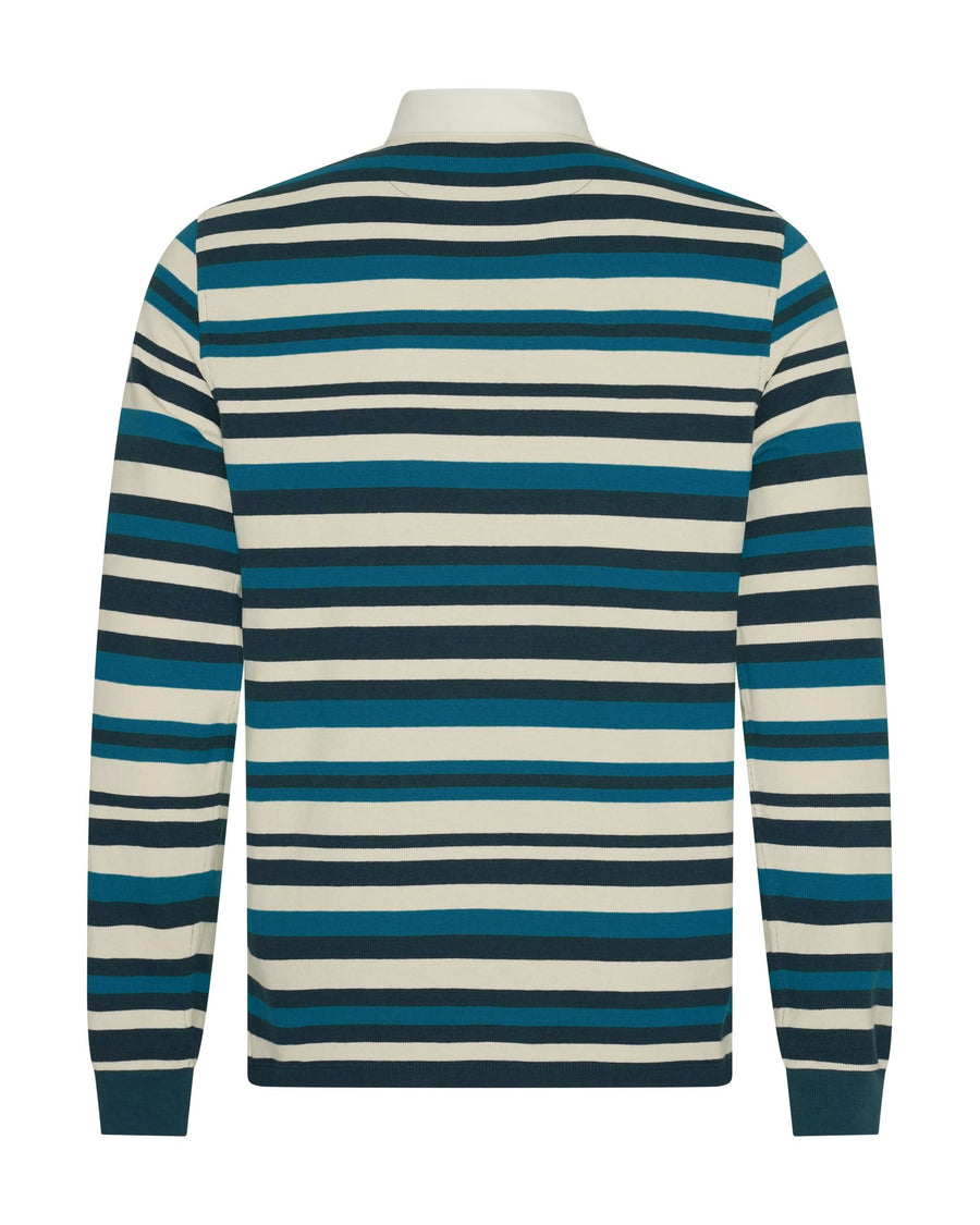 Hayes Cotton Rugby Stripe Polo Shirt Navy