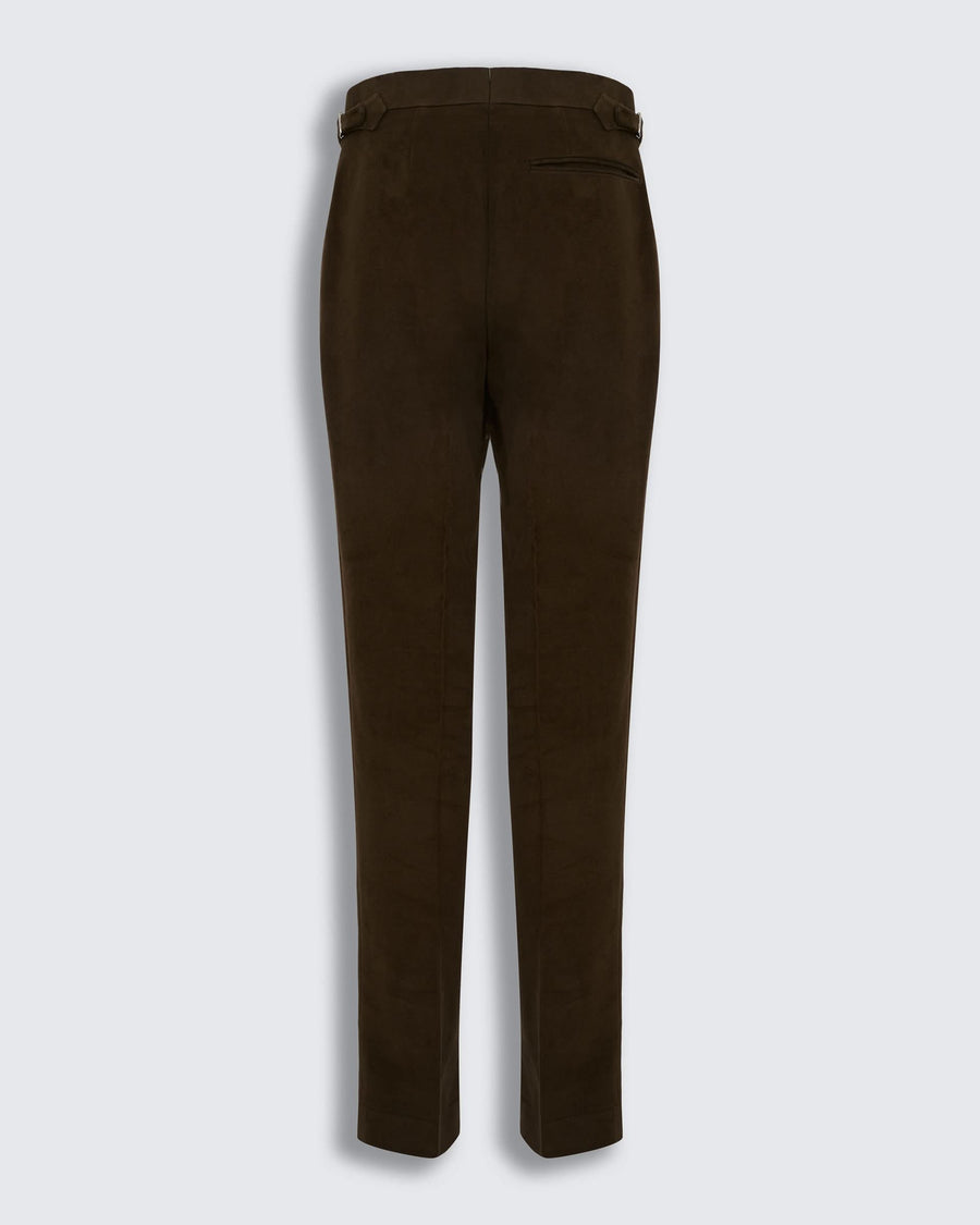 Hayter Pleated Pant Moleskin Dark Brown