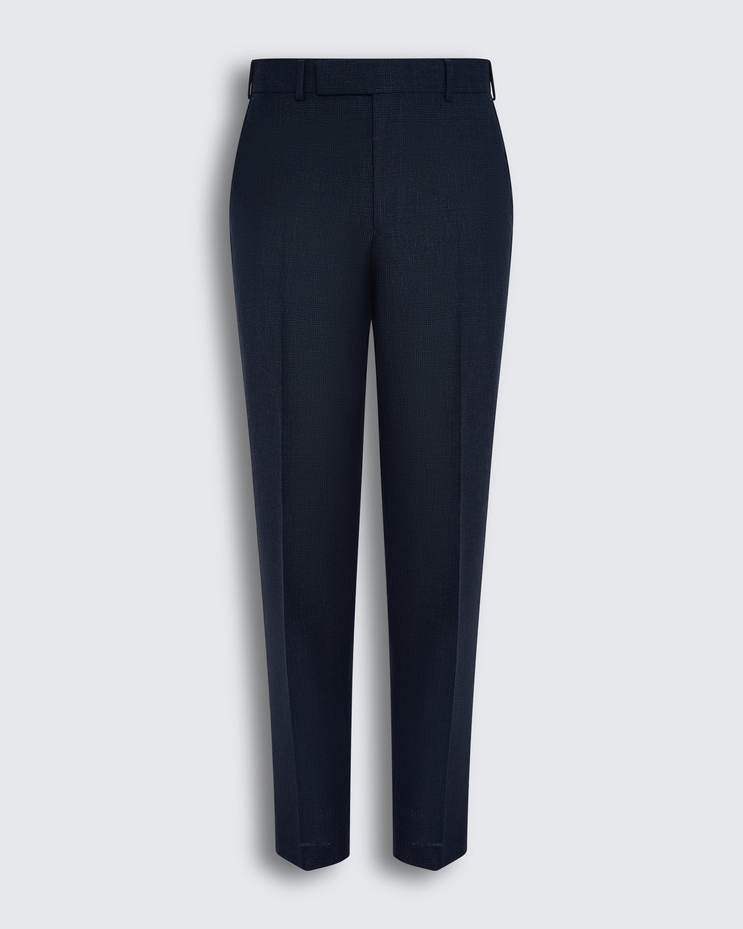 Holbech Virgin Wool Check Suit Trouser Navy