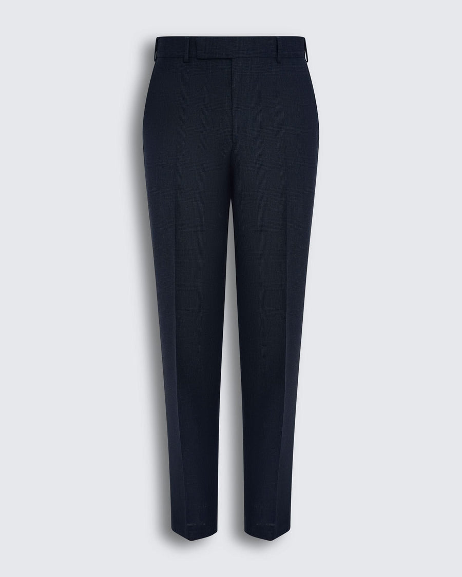 Holbech Virgin Wool Check Suit Pant Navy