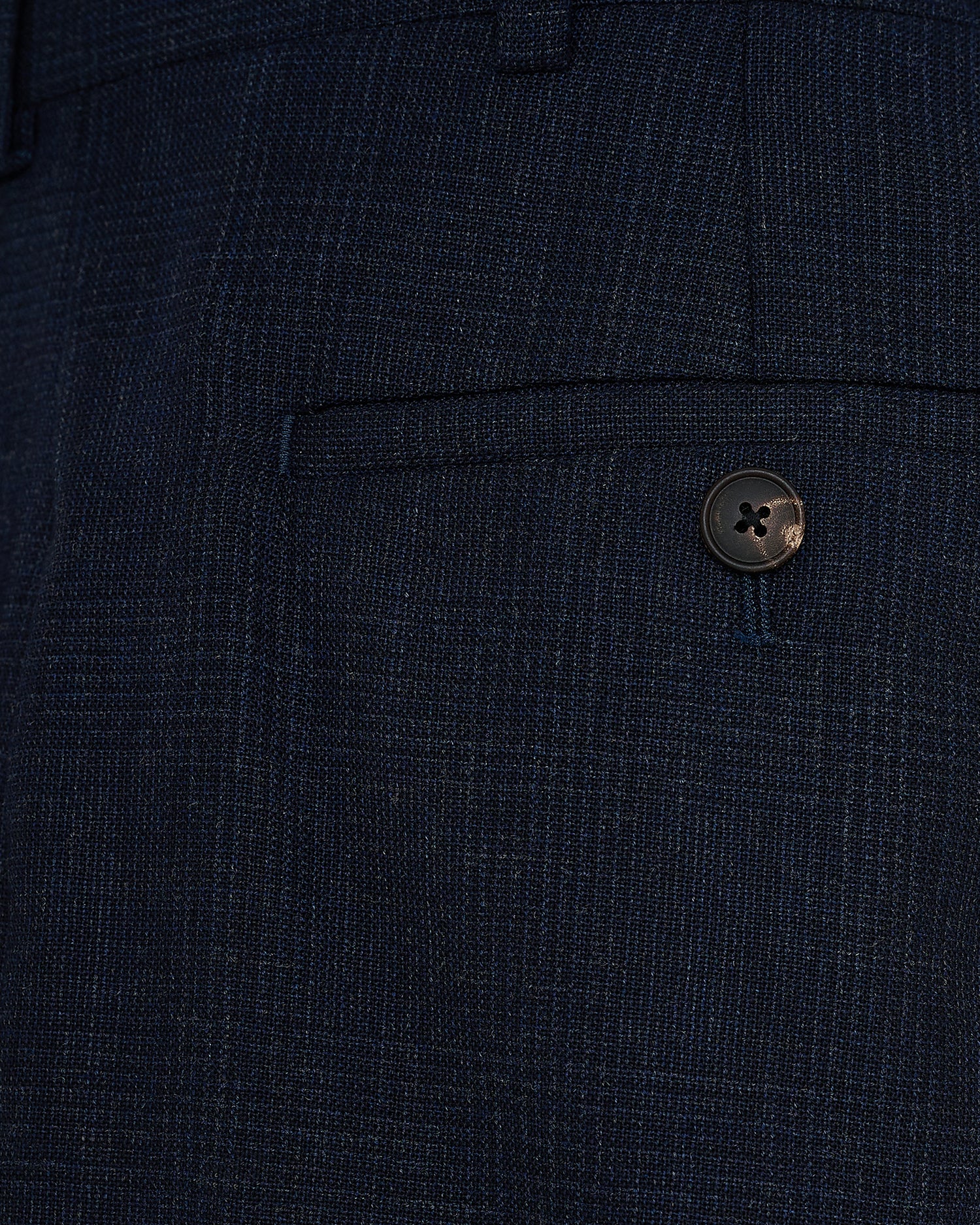 Holbech Virgin Wool Check Suit Trouser Navy