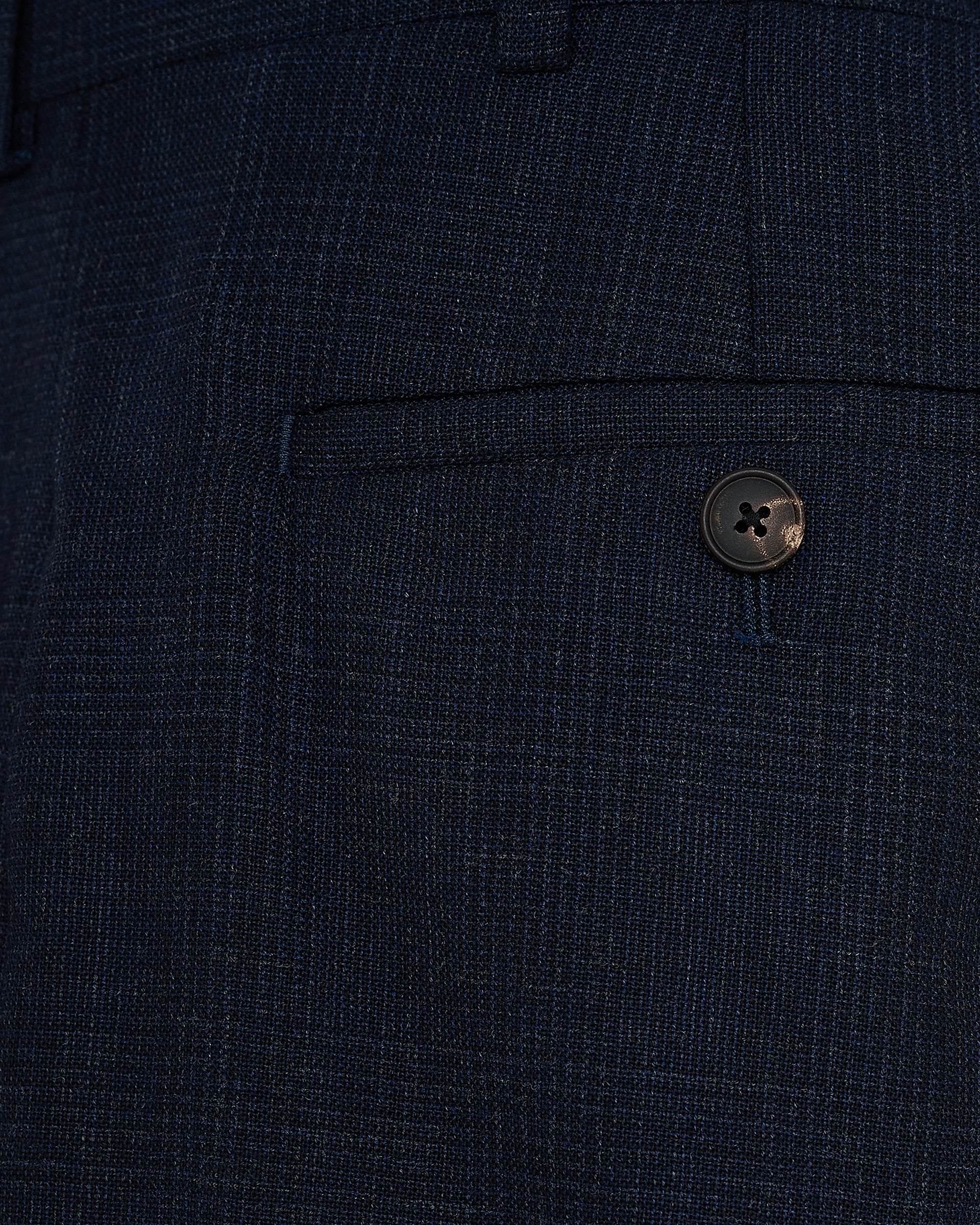 Holbech Virgin Wool Check Suit Trouser Navy