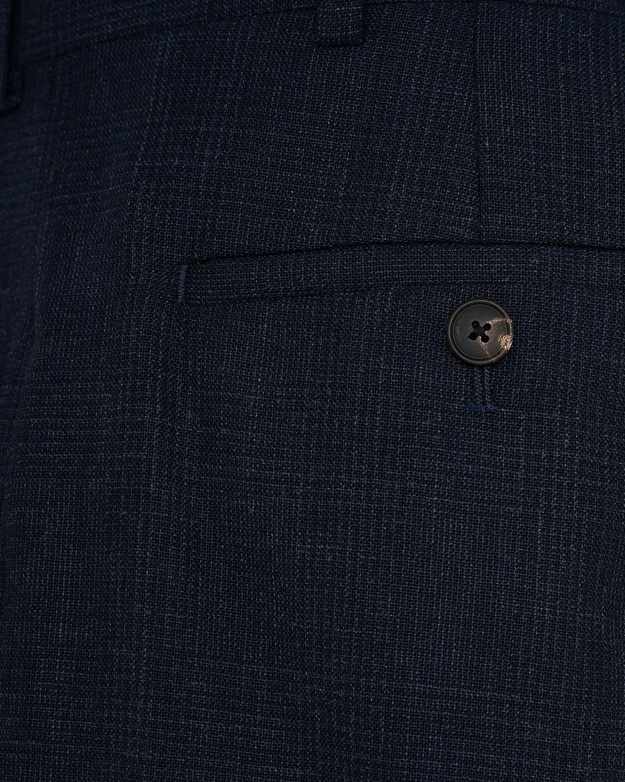 Holbech Virgin Wool Check Suit Pant Navy