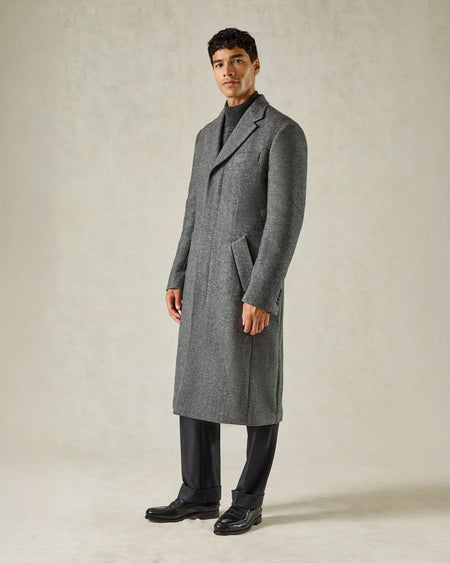 Hovell Herringbone Top Coat Grey