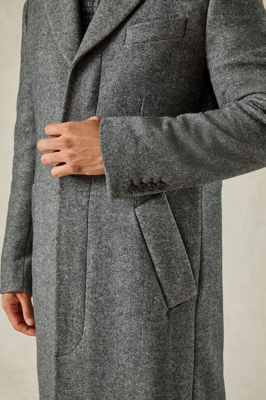 Hovell Herringbone Top Coat Grey