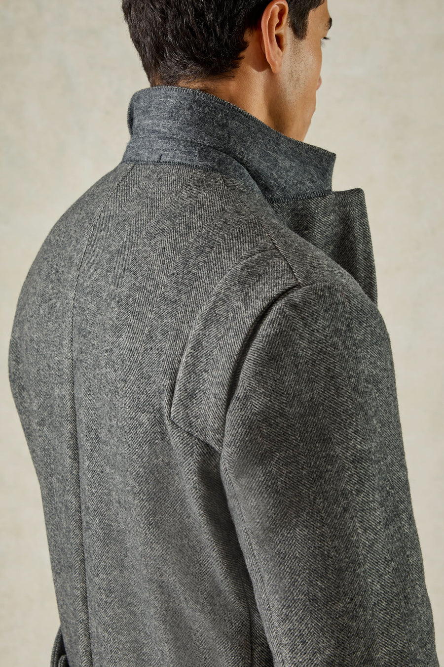 Hovell Herringbone Top Coat Grey