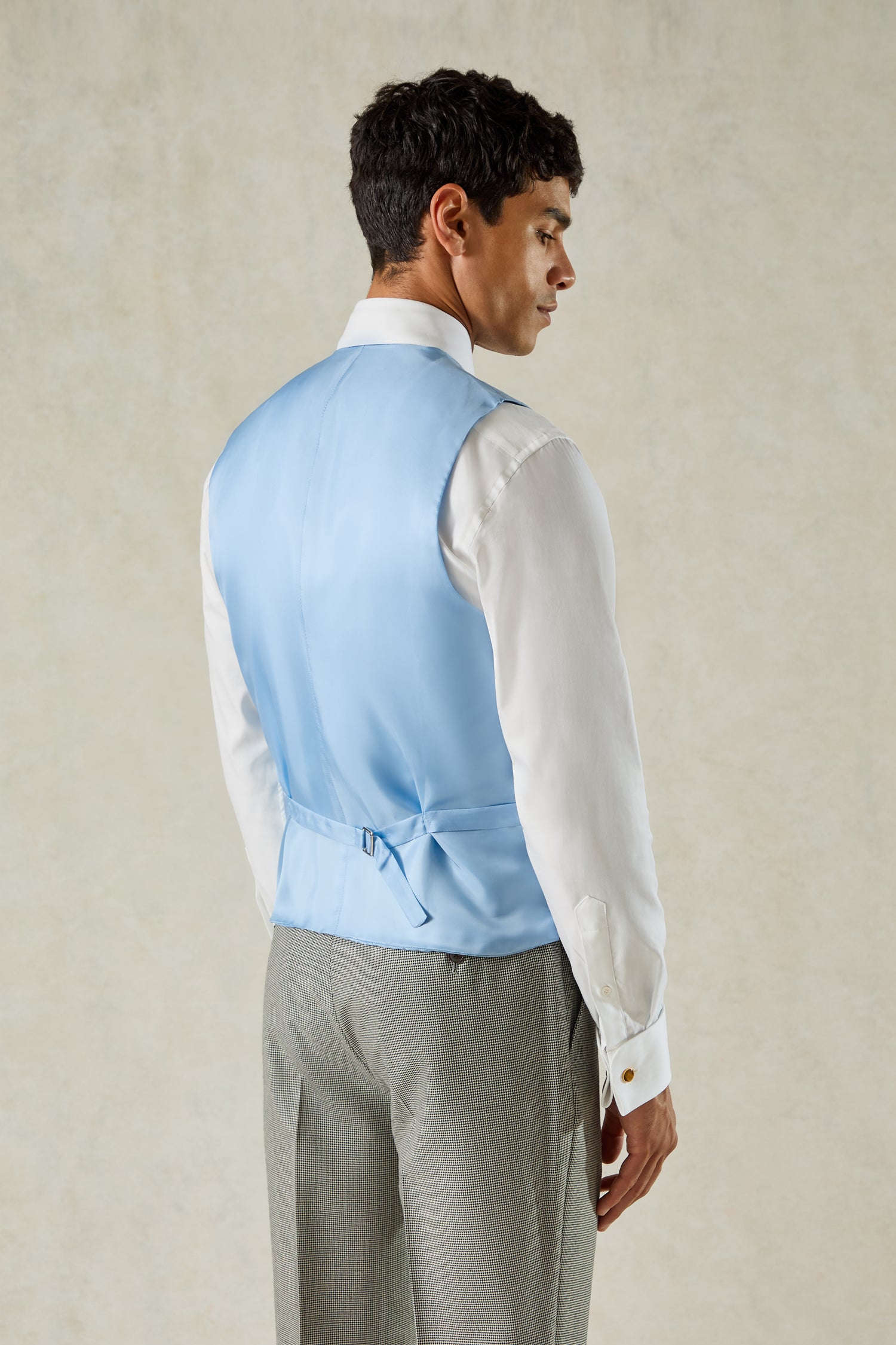 Hutton Linen Double Breasted Waistcoat Blue