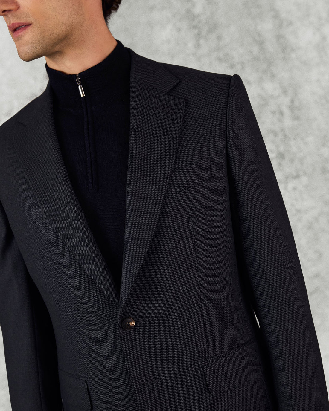 Jameson Virgin Wool Birdseye Suit Jacket Charcoal