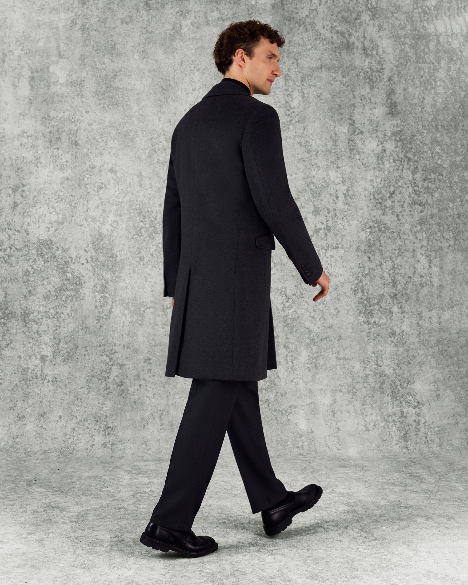 Kingsley Wool Cashmere Top Coat Charcoal