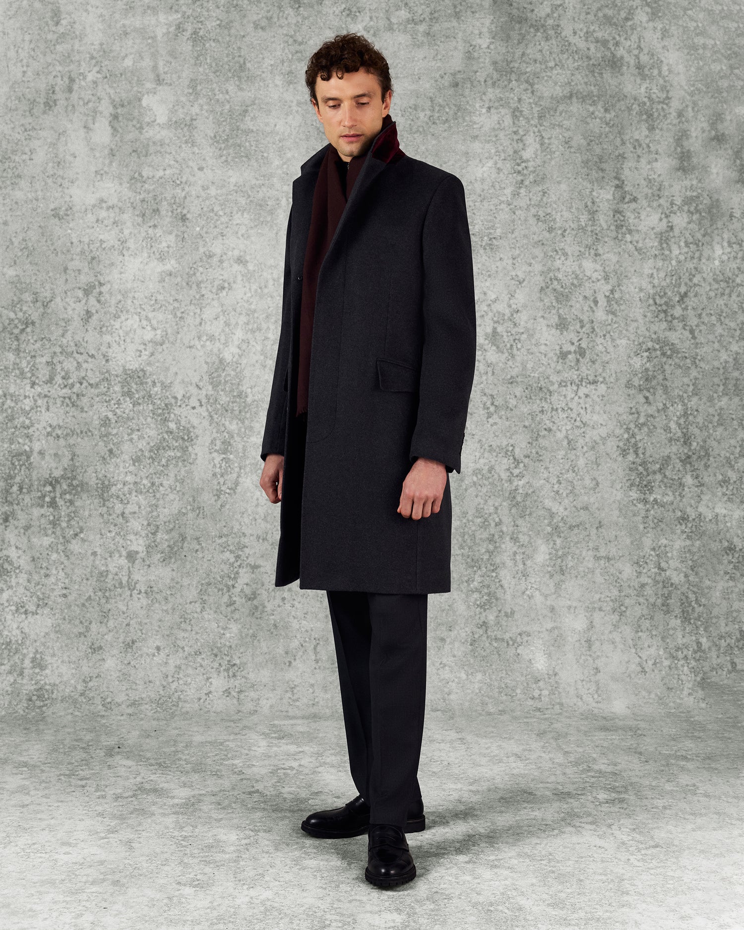Kingsley Wool Cashmere Top Coat Charcoal