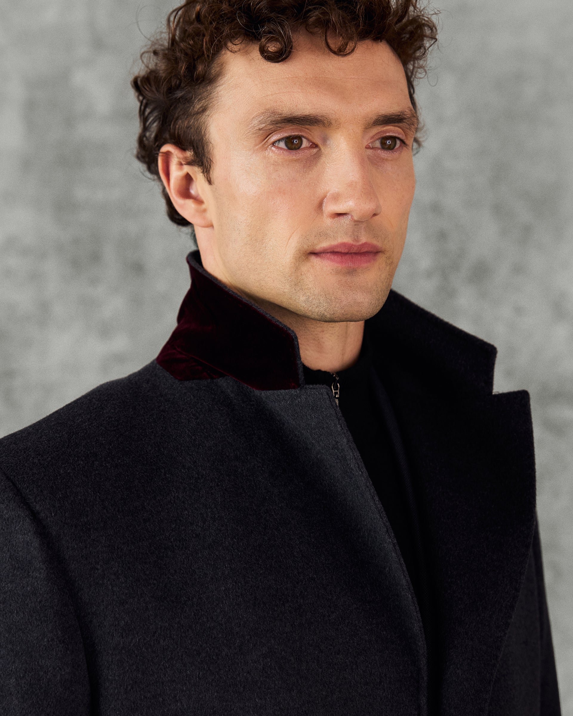 Kingsley Wool Cashmere Top Coat Charcoal