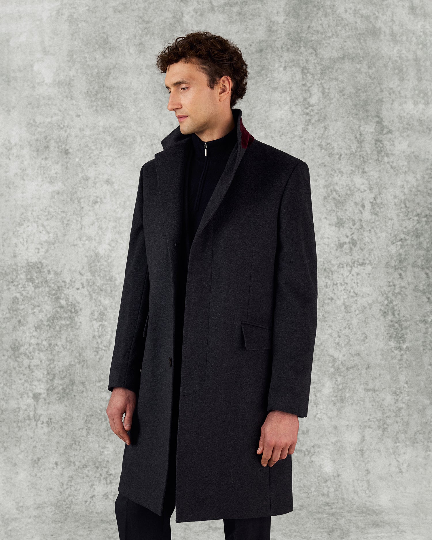 Kingsley Wool Cashmere Top Coat Charcoal