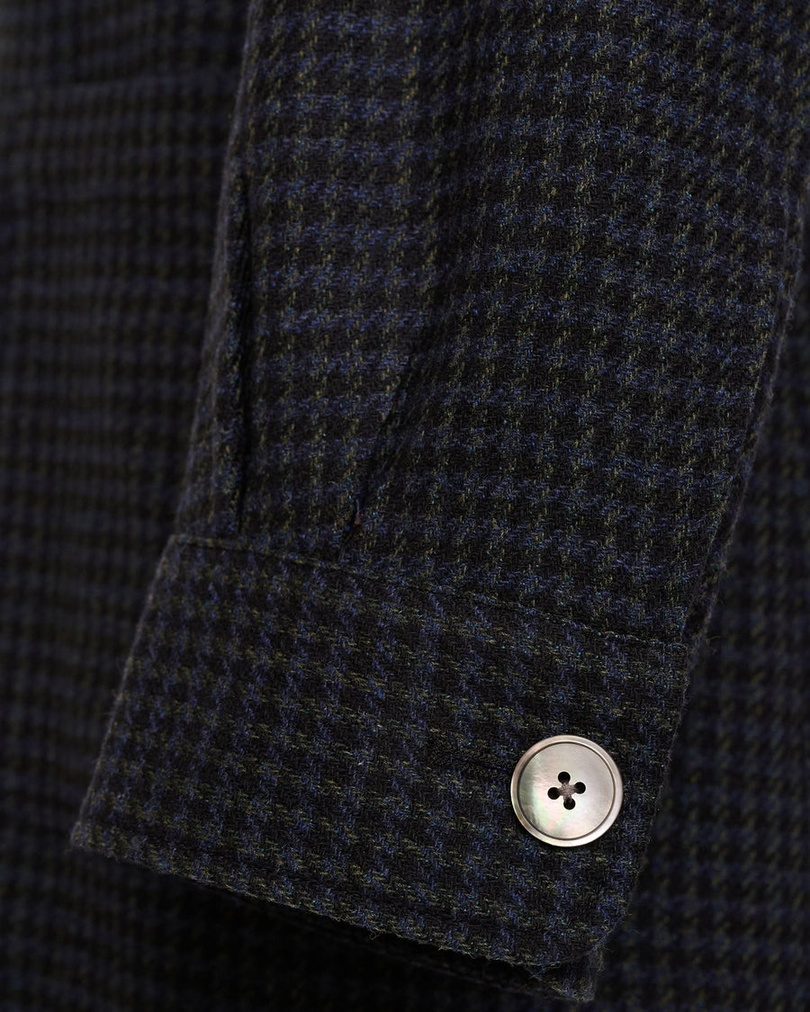 Lachlan Check Virgin Wool & Cashmere Shacket Navy