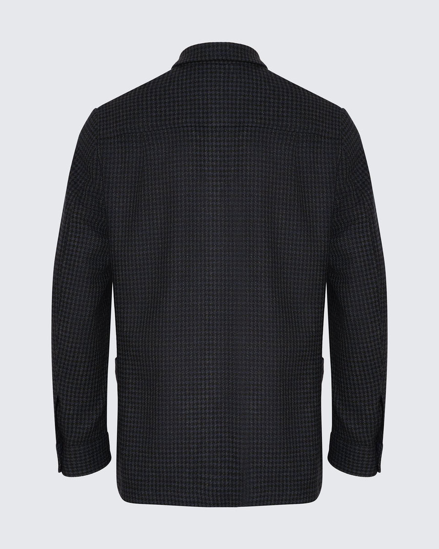 Lachlan Check Virgin Wool & Cashmere Shacket Navy