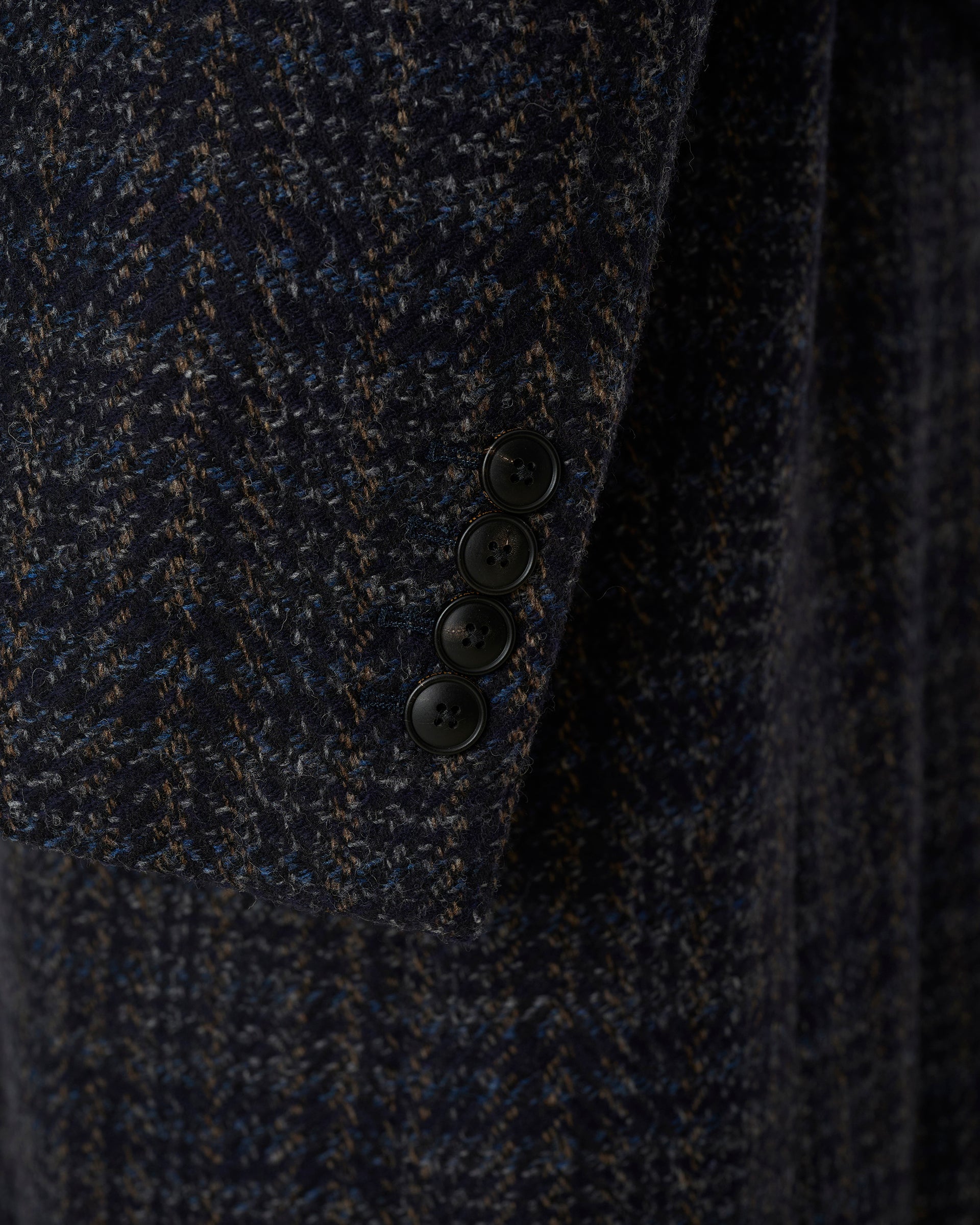 Langlois Double Breasted Evening Coat Dark Navy Check