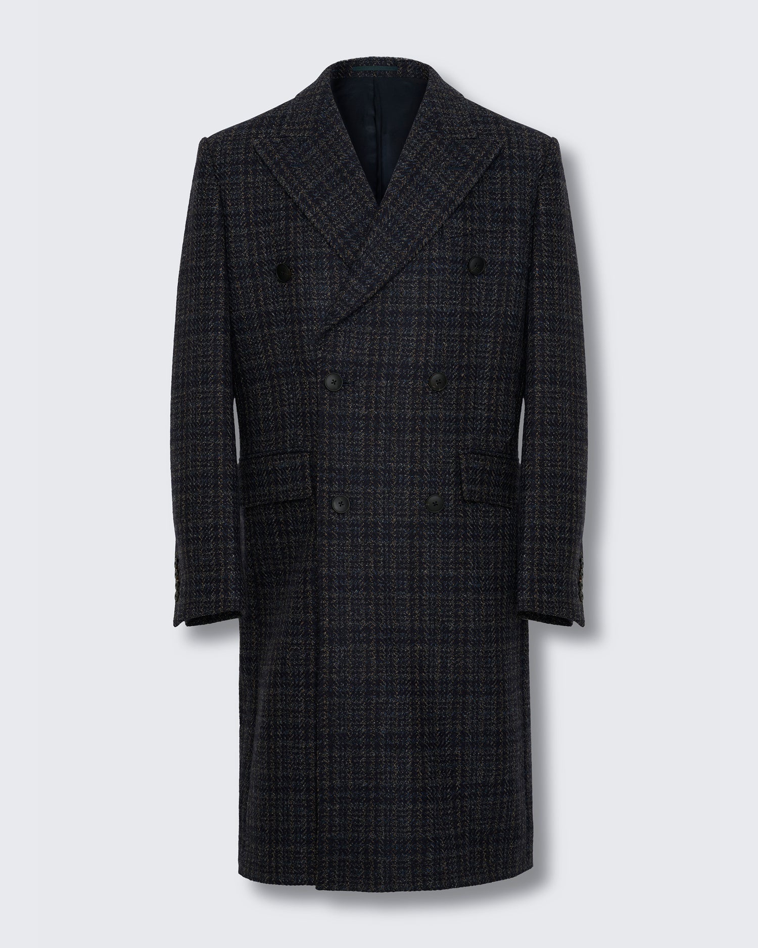 Langlois Double Breasted Evening Coat Dark Navy Check