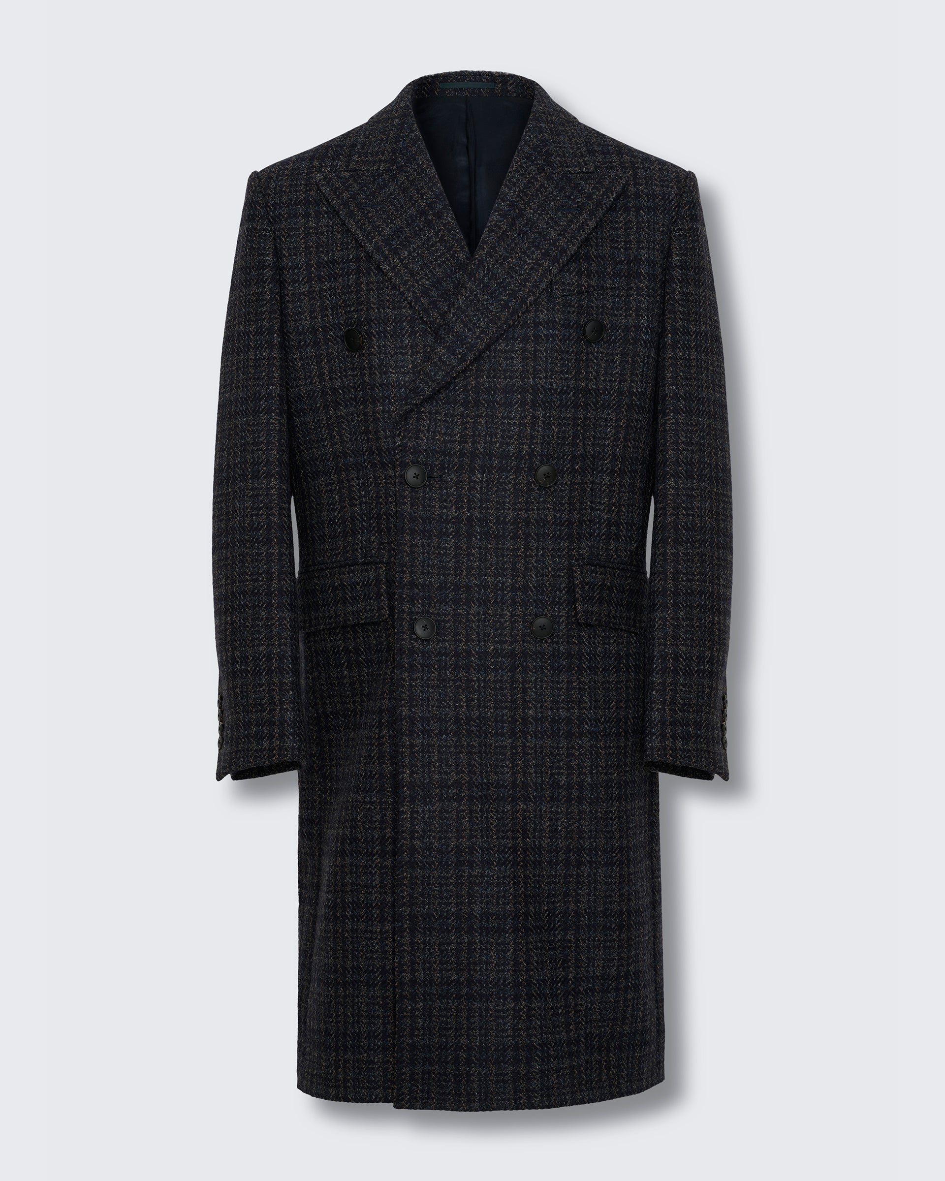 Langlois Double Breasted Evening Coat Dark Navy Check