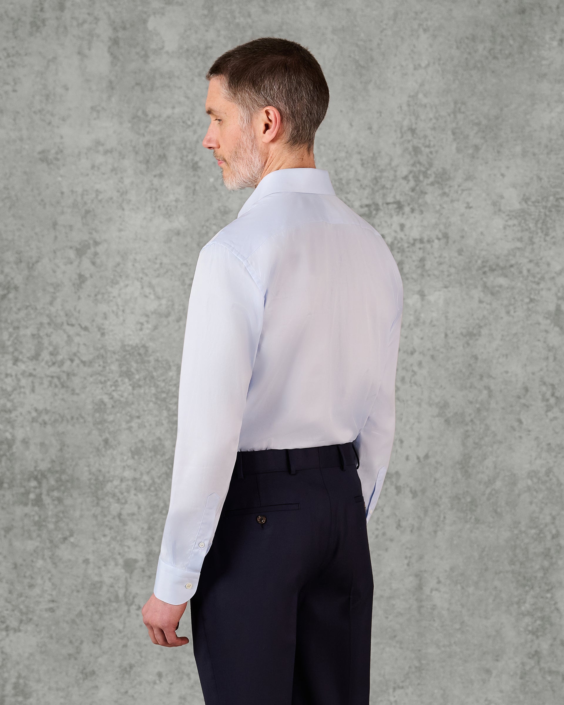 Leveson Cotton Twill Single Cuff Shirt Blue