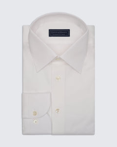 Leveson Cotton Herringbone Cuff Shirt Ecru