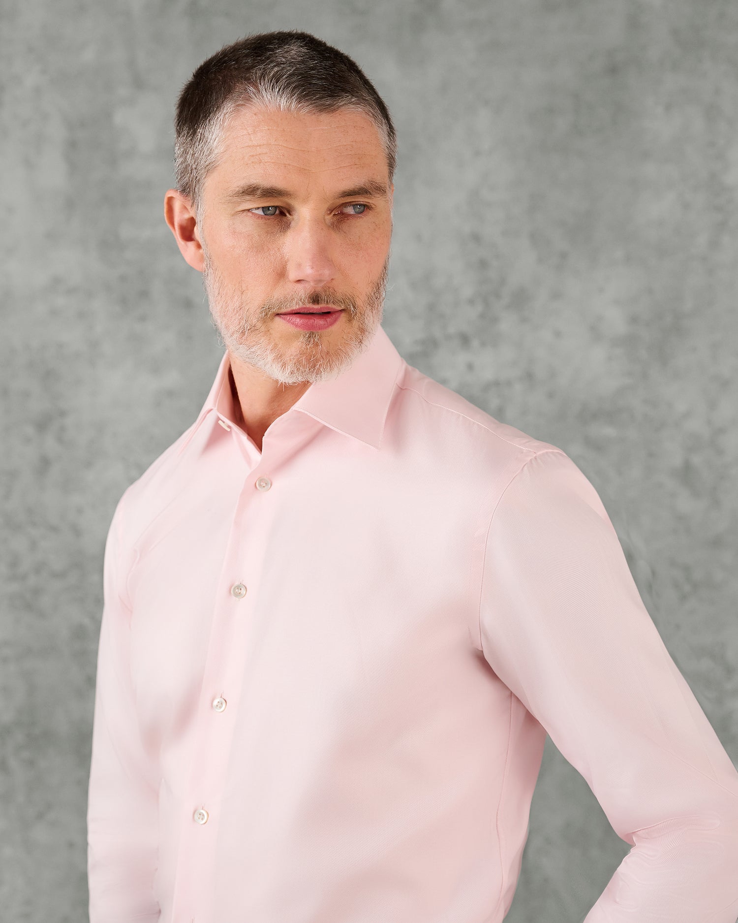 Leveson Cotton Twill Single Cuff Shirt Pink