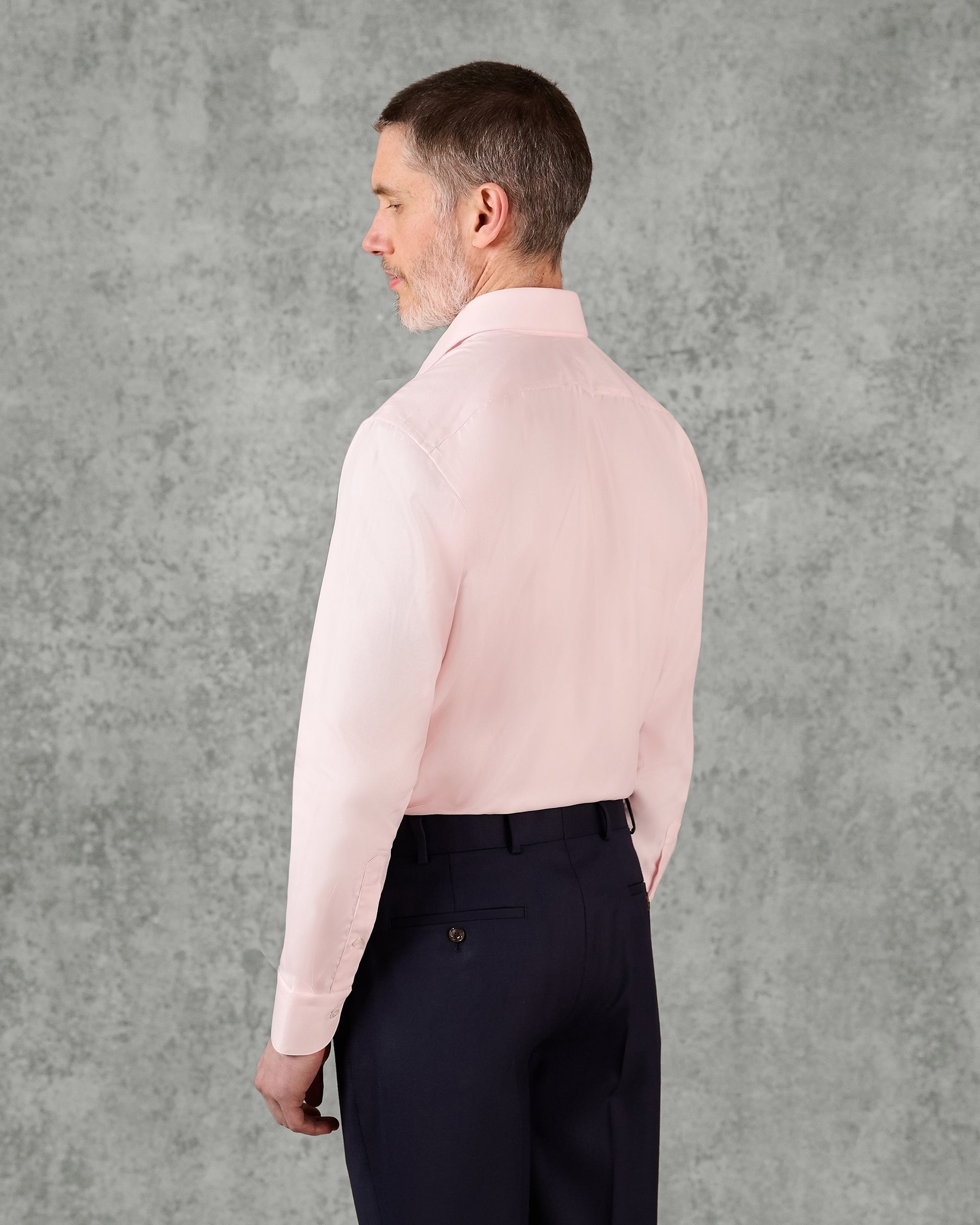 Leveson Cotton Twill Single Cuff Shirt Pink