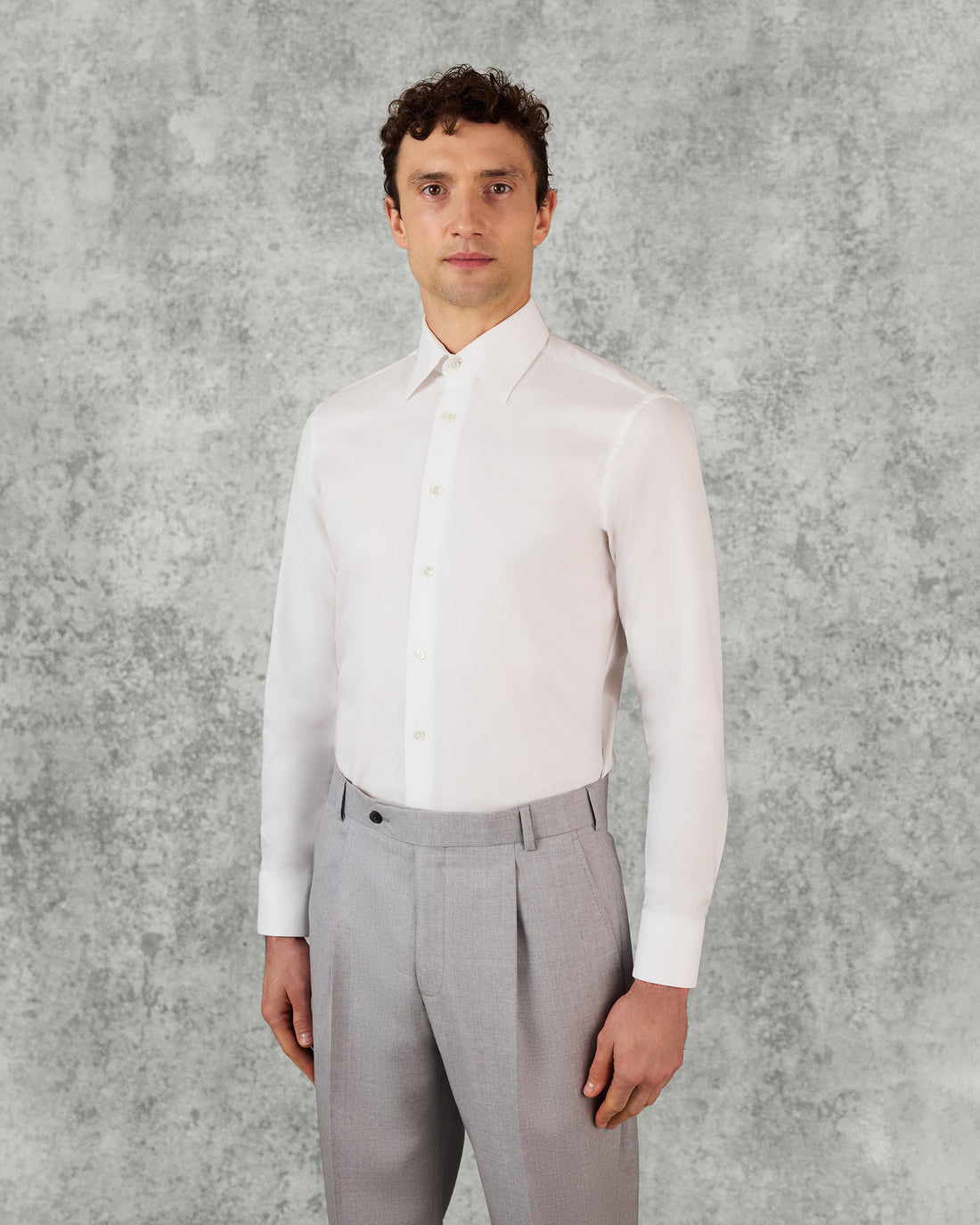 Leveson Cotton Twill Single Cuff Shirt White