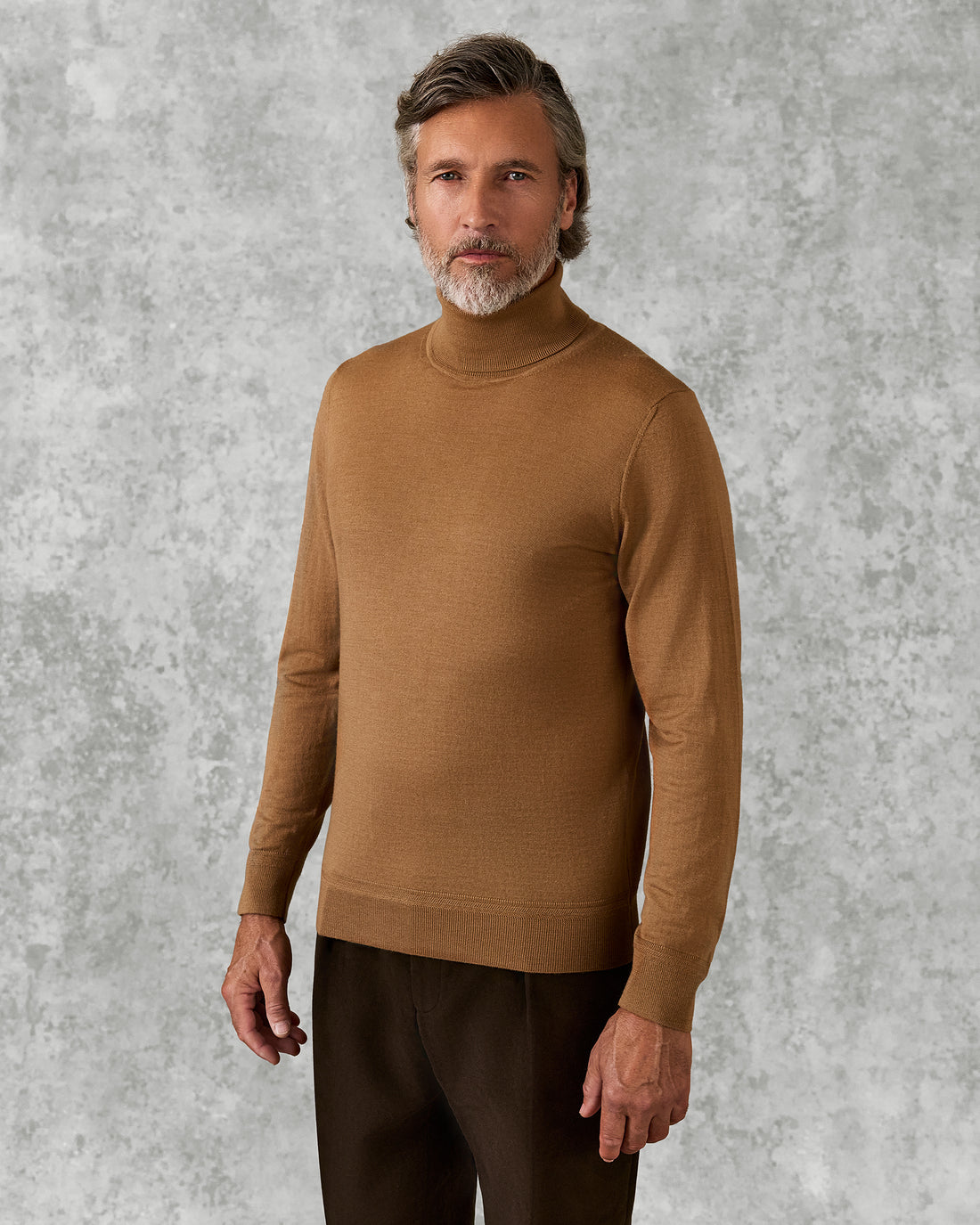 Osborne Merino Wool Roll Neck Knit Tan