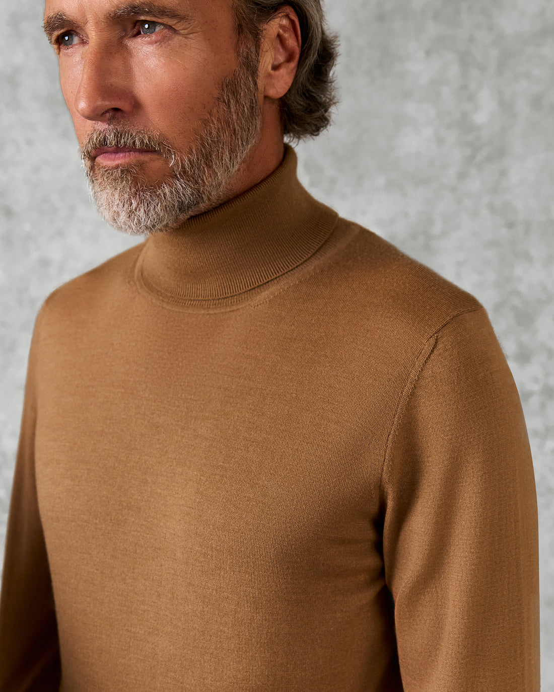 Osborne Merino Wool Roll Neck Knit Tan