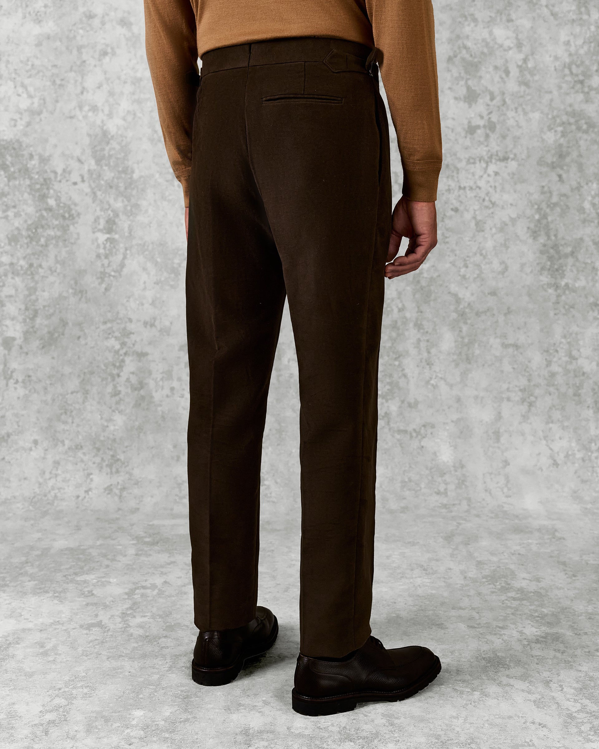 Hayter Pleated Trouser Dark Brown Moleskin