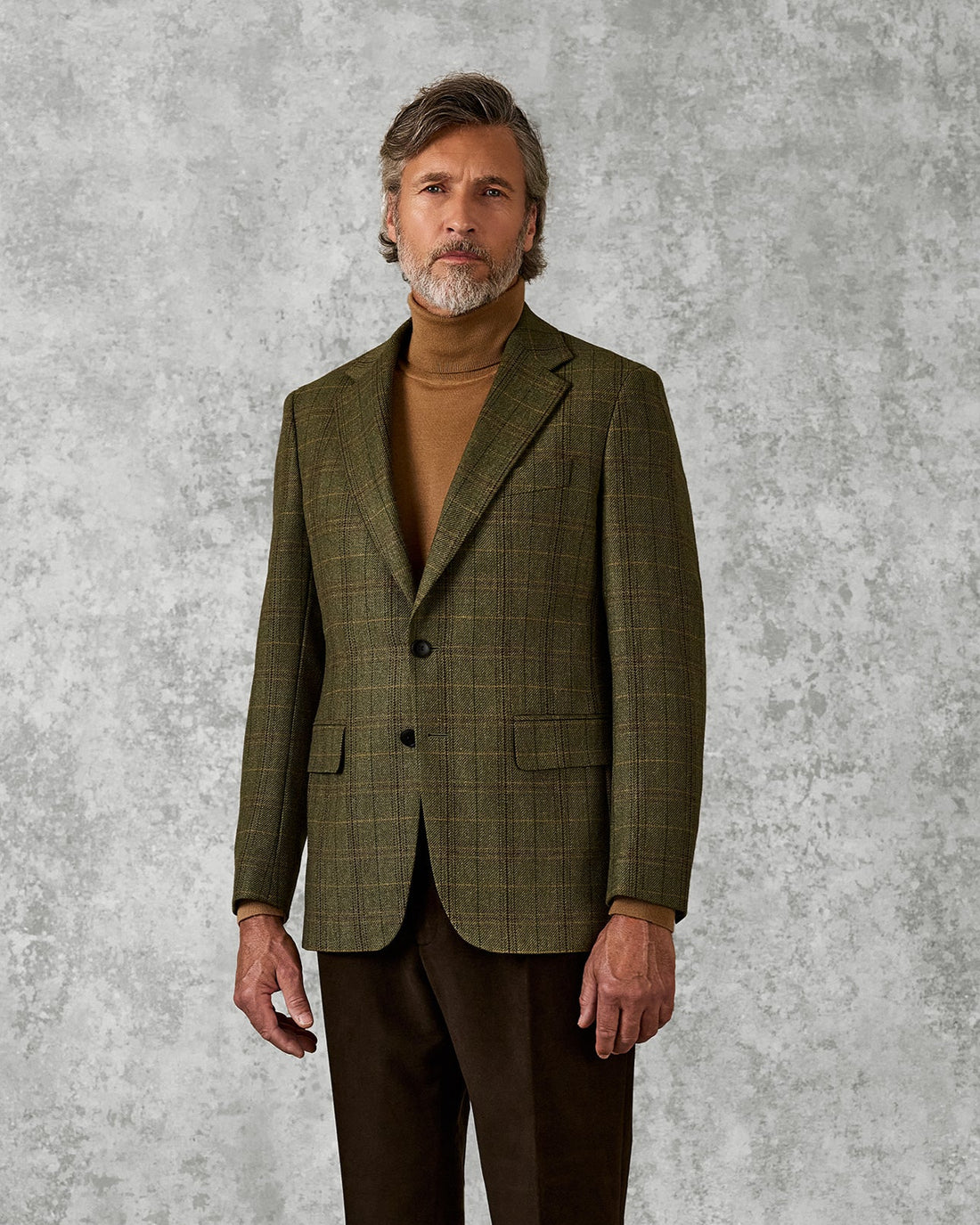 Fearnan Saxony Wool Green Glen Plaid Blazer