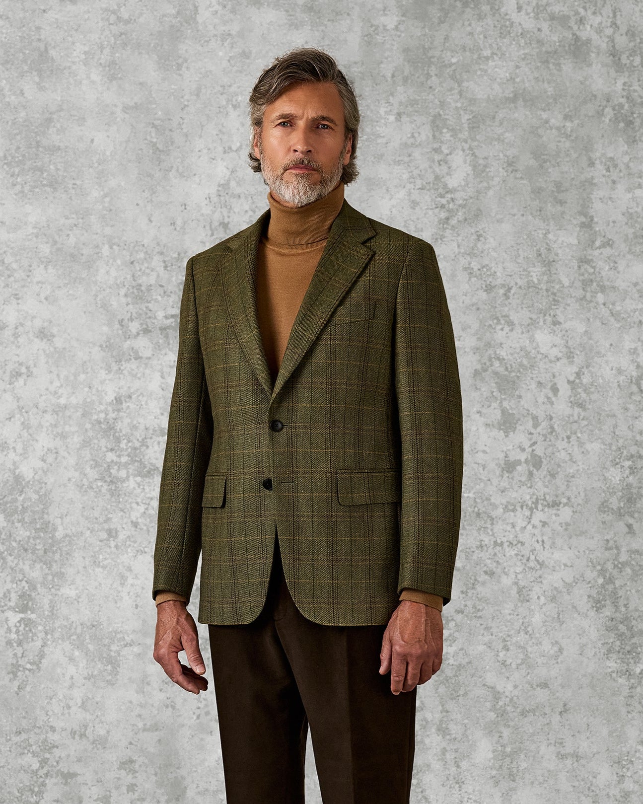 Fearnan Saxony Wool Green Glen Plaid Blazer